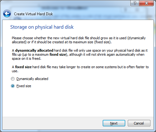 Create Virtual Hard Disk
